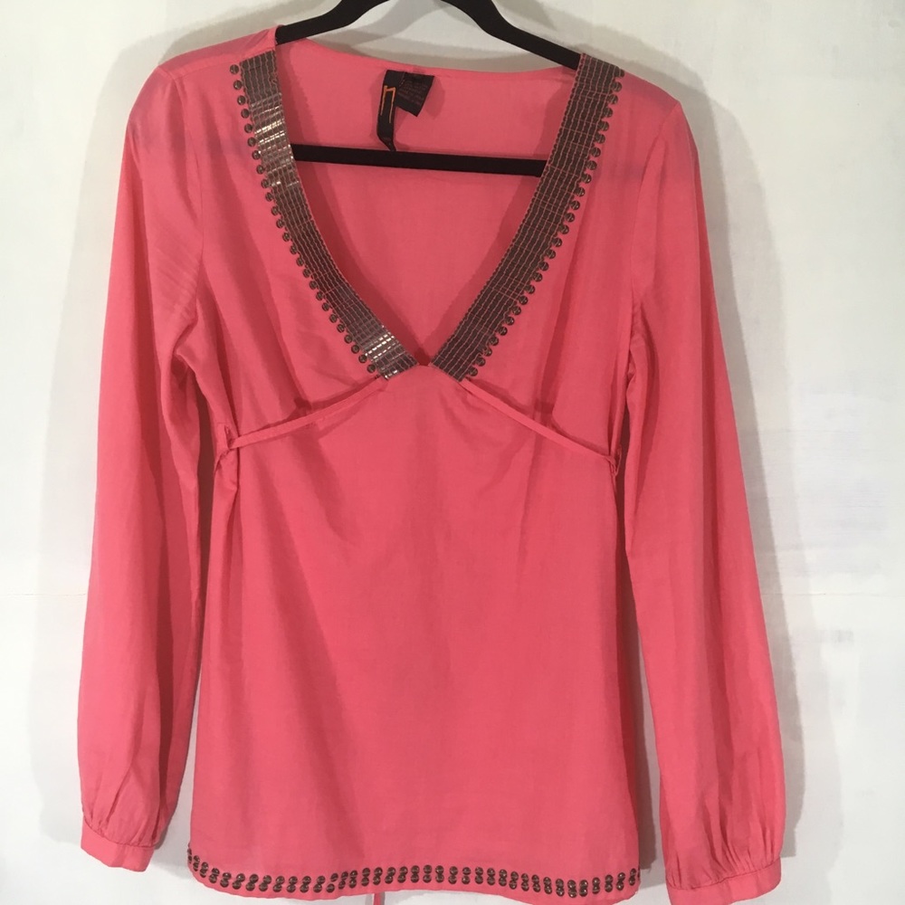 Nelli USA Coral bronze sequin studded resort top L